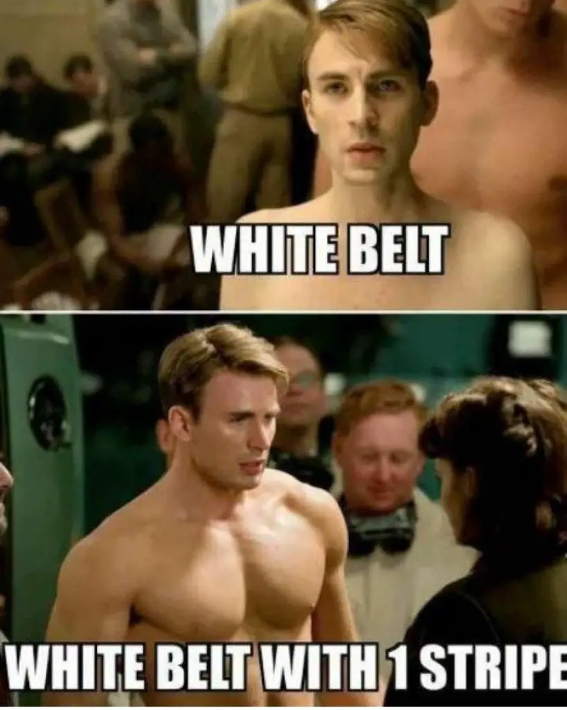 1 stripe white belt 