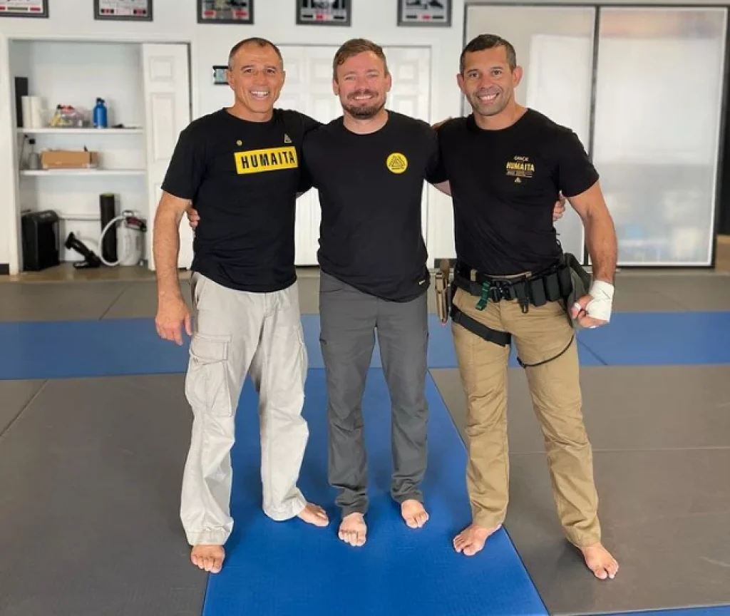 Royler Gracie, JW Wright, and Paulo Brandao BJJ black belts
