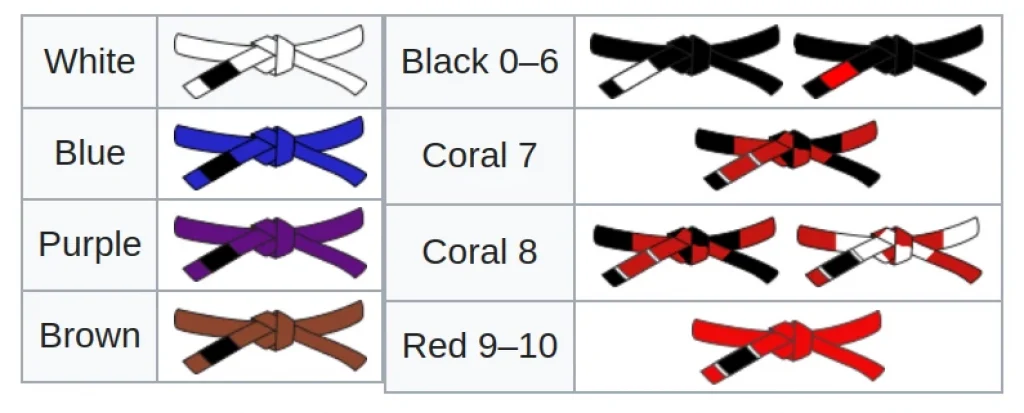 Adult belt colors in GJJ and BJJ