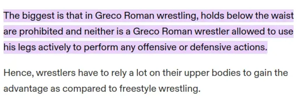 Greco-Roman wrestling rules